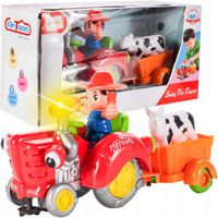 TRAKTOR TRAKTOREK FARMERA Z PRZYCZEPKĄ INTERAKTYWNY JEŹDZI ŚPIEWA KRÓWKA