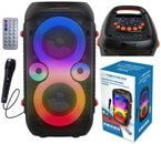 GŁOŚNIK BEZPRZEWODOWY PRZENOŚNY BOOMBOX LED KARAOKE BLUETOOTH RADIO FM USB