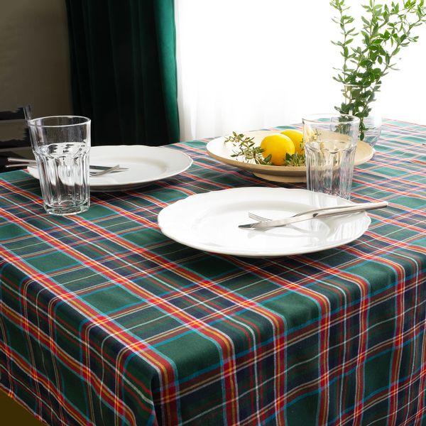 Obrus 138x100cm w zieloną kratę Boże Narodzenie Bawełniany Świąteczny zdjęcie 2