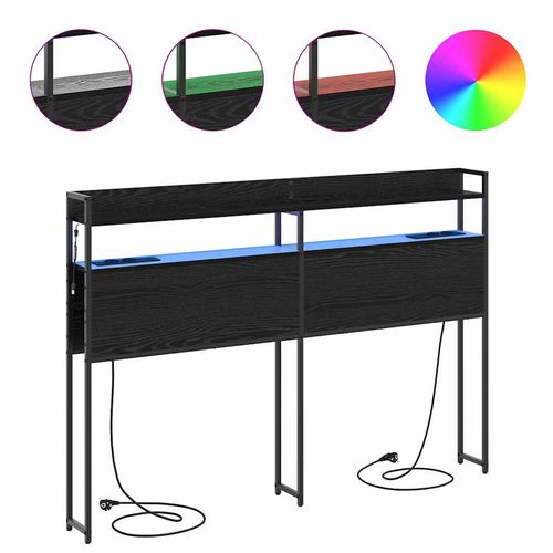 Zagłówek z półką Czarny dąb 160 cm Materiał drewnopochodny na Arena.pl