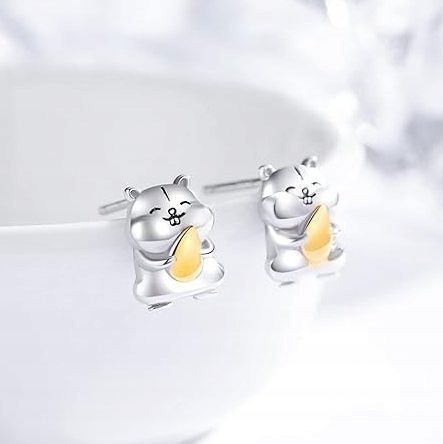 Kolczyki srebrne dla dziewczynki dzieci chomik chomiki wkrętki sztyfty na Arena.pl