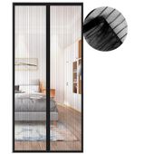 Moskitiera Magnetyczna na Drzwi Balkonowe Tarasowe Mocna Czarna 90x215 cm