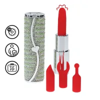 loveline candy model lipstick zielony - miniaturowy wibrator 4 końcowki