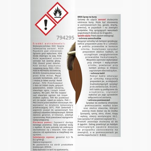 SPRAY Środek NA KUNY ODSTRASZACZ KUN Bros pakiet na Arena.pl