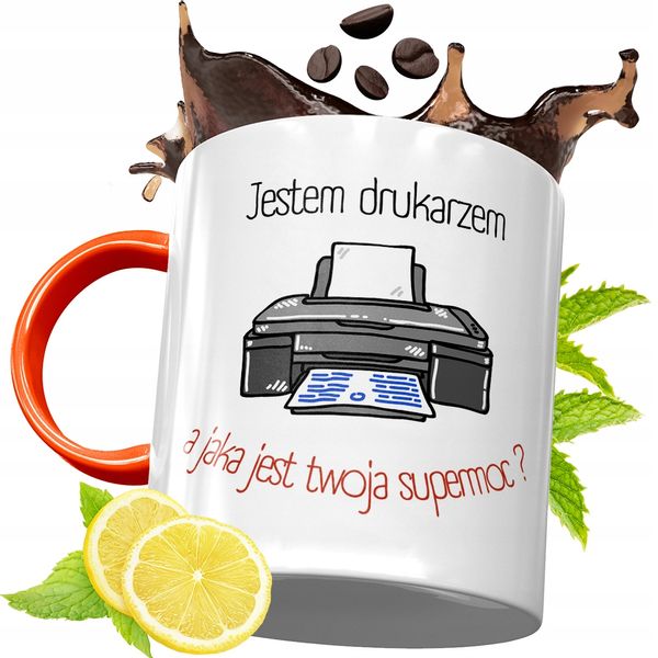 Kubek Pomarańczowy Dla Drukarza Prezent Z Nadrukiem Ze Zdjęciem zdjęcie 1
