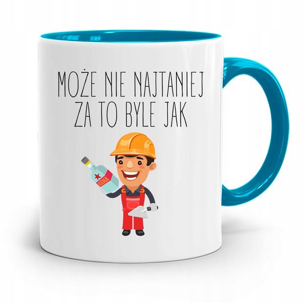 Kubek Błękitny Dla Budowlańca Może Nie Najtaniej Z Nadrukiem Ze Zdjęciem zdjęcie 1