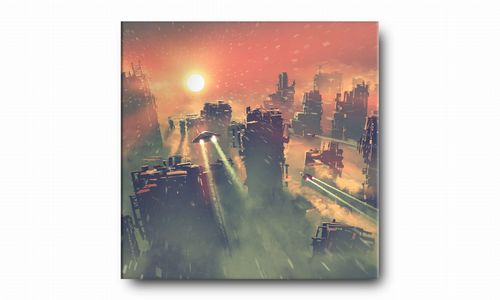 OBRAZ NA PŁÓTNIE 062 Miasto przyszłości 70x70cm na Arena.pl