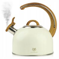 CZAJNIK STALOWY 3L INDUKCJA GAZ KREMOWY TRADYCYJNY CZARNA RĄCZKA POKRYWKA