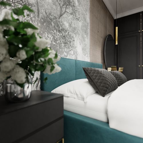 ŁÓŻKO TAPICEROWANE 160x200 ŁÓŻKO PODWÓJNE Z POJEMNIKIEM TURKUSOWE na Arena.pl