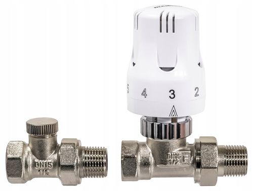 ZESTAW TERMOSTATYCZNY PROSTY ZAWÓR ZASILAJĄCY POWROTNY GŁOWICA DO GRZEJNIKA na Arena.pl