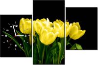 60CM 90 ZEGAR 3 ELEM ŻÓŁTE TULIPANY- MARK FREETH ŚCIENNY