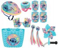 4x ochraniacze kask koszyk rękawiczki dzwonek wiatraczek wstążki Stitch