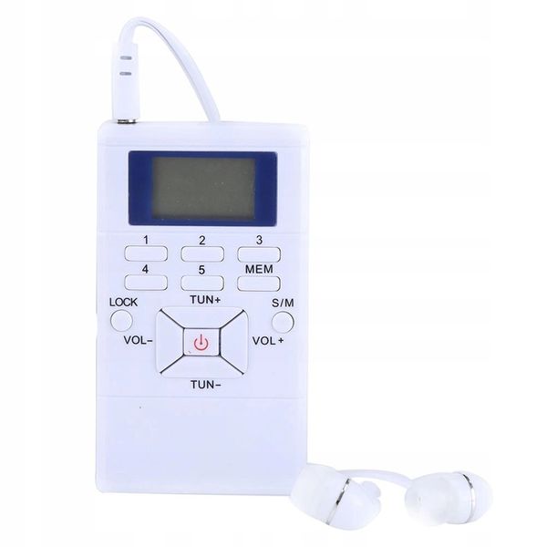LCD FM PRZENOŚNE MINI-RADIO ZE SŁUCHAWKAMI BIAŁY zdjęcie 1