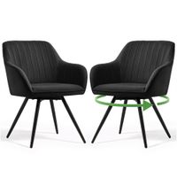 2x Krzesło welurowe tapicerowane obrotowe salon TURNO Czarne Czarne nogi