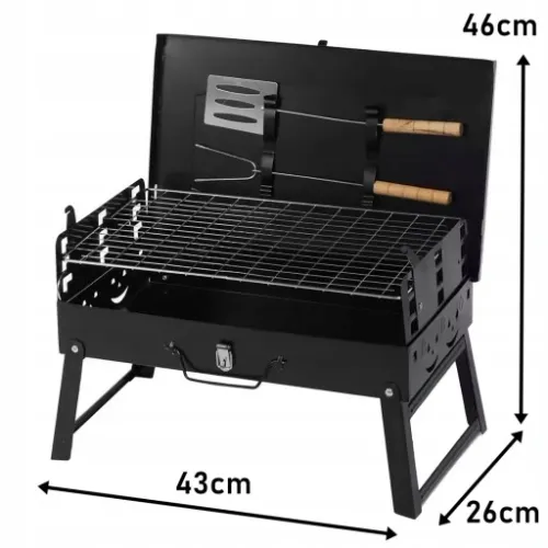 SKŁADANY GRILL WĘGLOWY PRZENOŚNY WALIZKOWY TURYSTY na Arena.pl