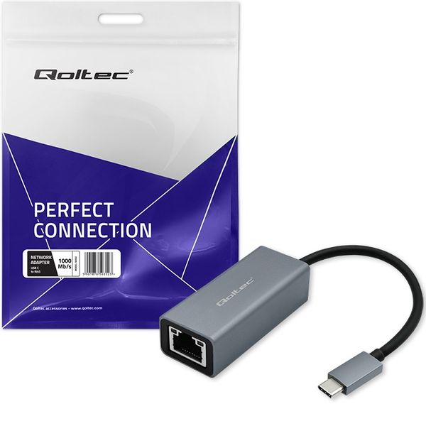 Qoltec Adapter USB-C na RJ45 Ethernet | 1000Mb/s | Aluminiowa obudowa zdjęcie 7