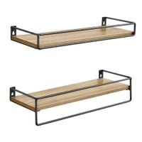 Zestaw 2 półek wiszących loft 40 cm sonoma czarne wsporniki