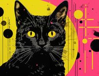 Plakat 65x50cm Neonowy Kocur