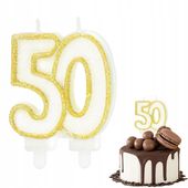 ŚWIECZKA URODZINOWA CYFERKA 50 ZŁOTA METALICZNA CYFRA NA IMPREZĘ URODZINOWĄ