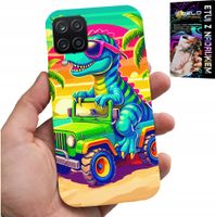 ETUI DO SAMSUNG GALAXY A22 5G - DINOZAUR W CIĘŻARÓWCE WZORY DLA DZIECI