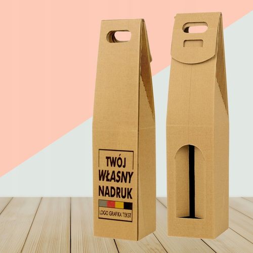 Torebka Pudełko na Wino z Okienkiem LOGO Nadruk Full Kolor 40x9x9 cm 30 szt na Arena.pl