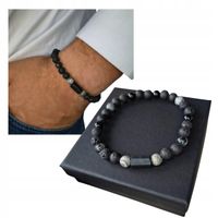 Bransoletka Turmalin Agat Lawa Larvikit Jaspis Ochrona Równowaga Siła