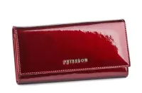 peterson skórzany portfel damski czerwony lakier