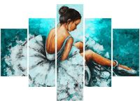 OBRAZ BALETNICA TURKUSOWYM TLE