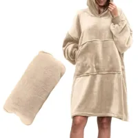 CIEPŁA BLUZA KOC oversize JASNY BEŻ prezent dla dziewczyny urodziny 18-99