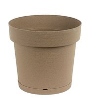 Doniczka plastikowa z podstawką 25 cm tworzywo sztuczne wood beżowy matowy
