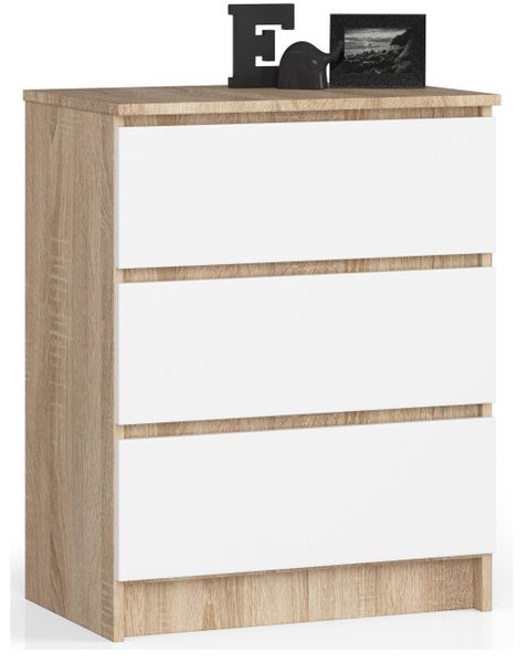 KOMODA K 60 cm 3 SZUFLADY SONOMA / BIAŁA zdjęcie 1