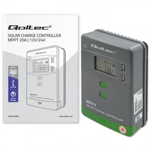 QOLTEC MPPT 20A REGULATOR SOLARNY LCD USB BLUETOOTH APP 12V 24V zdjęcie 4
