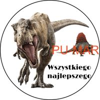 Opłatek na tort Urodziny Dinozaur Dinozaury Drapieżnik Postać Tekst Gratis