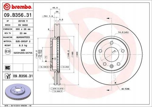 TARCZA HAM PRZOD 300X26 V BREMBO na Arena.pl