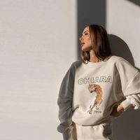 Chiara Wear - Bluza damska oversize - NADRUK RETRO TIGER - ecru S/M