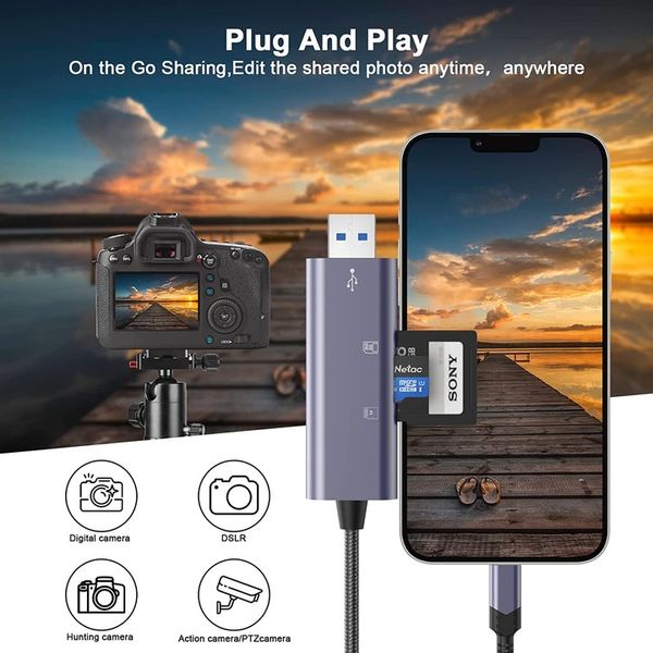 Czytnik kart SD iPhone iPad Adapter Apple MFi 2TB zdjęcie 3