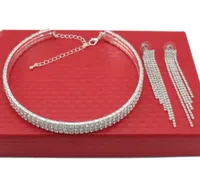 KOMPLET BIŻUTERII SREBRNEJ Z CYRKONIAMI 2 cz CHOKER KOLCZYKI NITKI PREMIUM