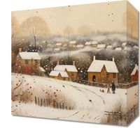 Obraz 30x30cm Wioska Otulona Śniegiem