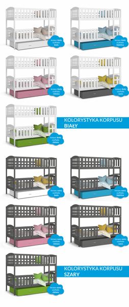 Łóżko piętrowe KUBUŚ 190x80 + szuflada + materace na Arena.pl