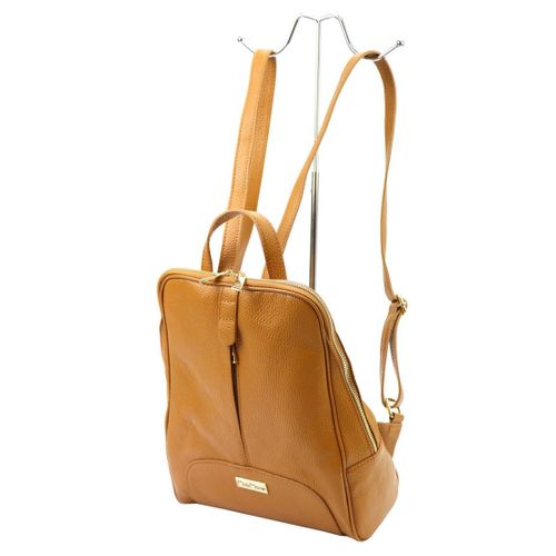 Damski miejski pojemny plecak z prawdziwej skóry z kieszeniami MiaMore na Arena.pl