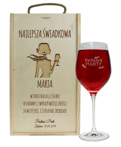 PUDEŁKO NA ALKOHOL PODZIĘKOWANIE DLA ŚWIADKOWEJ ŚWIADKA GRAWER PREZENT na Arena.pl