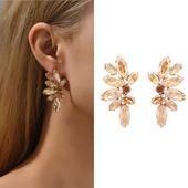 Kolczyki skrzydełka cyrkonie kryształki ZŁOTE szampan damskie lekkie efekt