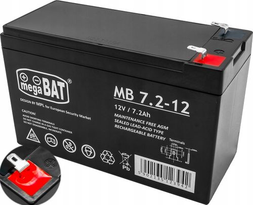 Akumulator VRLA MegaBat AGM 12V 7.2Ah MB 7.2-12 do alarmu na Arena.pl