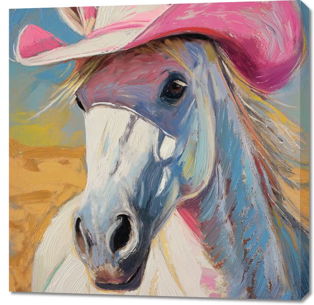 Obraz 90x90cm Różowy Kapelusz zdjęcie 1