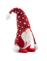 Krasnal świąteczny Mikołaj stojący – ozdoba w czapce z pomponami