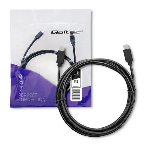 Qoltec Kabel USB 2.0 typ C męski | USB 2.0 typ C męski | 3m | Czarny na Arena.pl