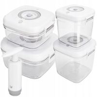 2 x 4szt pojemniki lunchbox próżniowe do żywności kawy ZESTAW Z POMPKĄ biał
