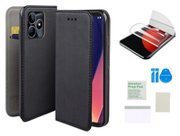 Etui z klapką do REALME C53 / C51 / NOTE 50 czarny obudowa + folia ochronna