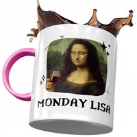 Kubek Różowy Śmieszny Zabawny Monday Lisa Prezent Z Nadrukiem Ze Zdjęciem