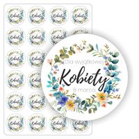 NAKLEJKI etykiety DZIEŃ KOBIET szkoły przedszkola prezent 24szt. 5cm